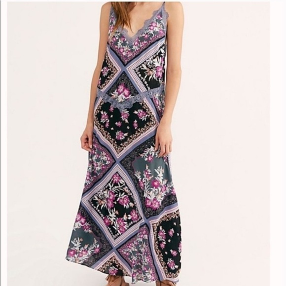 NWT Free People Stevie Printed Floral Textured-weave Maxi Dress - Picture 1 of 14